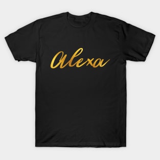 Alexa Name Hand Lettering in Gold Letters T-Shirt